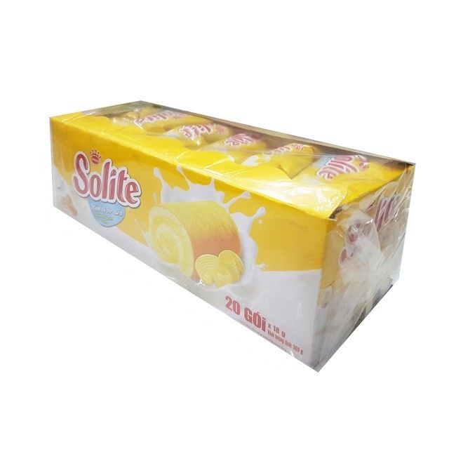 Bánh solite bông lan cuộn kem vị bơ sữa hộp