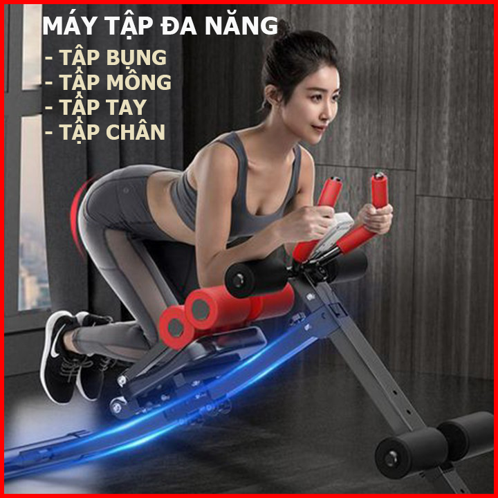 Máy tập bụng giảm mỡ eo thon có đồng hồ đo, máy tập cơ bụng tại nhà , máy tập thể dục tại nhà với 4 bài tập chính bụng mông tay chân