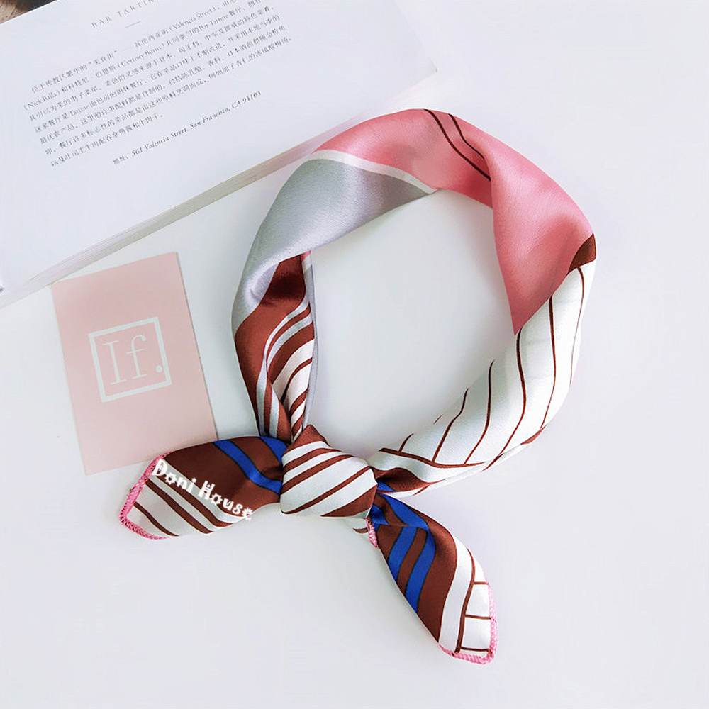 [50Cmx50Cm] Square Silk Scarf Turban Bandana 50X50 Neck Scarf Hair Tie Bow Wrap Handbag - Doni House - 4