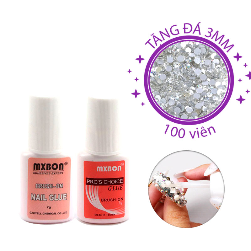 TẶNG Hạt đá - Combo 2 chai Keo đính hạt đá, dán móng Nails - MXBON - Gấu Trúc Phụ kiện