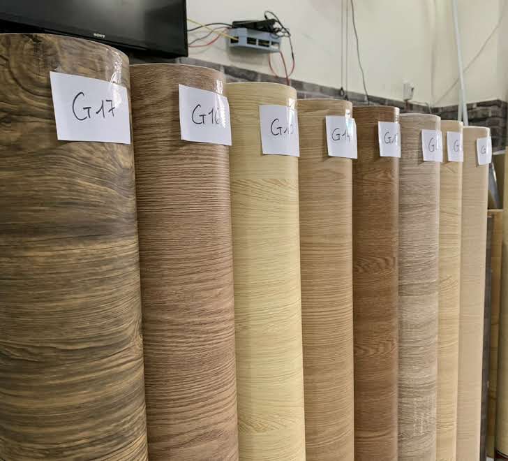 Giấy dán giả gỗ, decal dán tường giả vân gỗ
