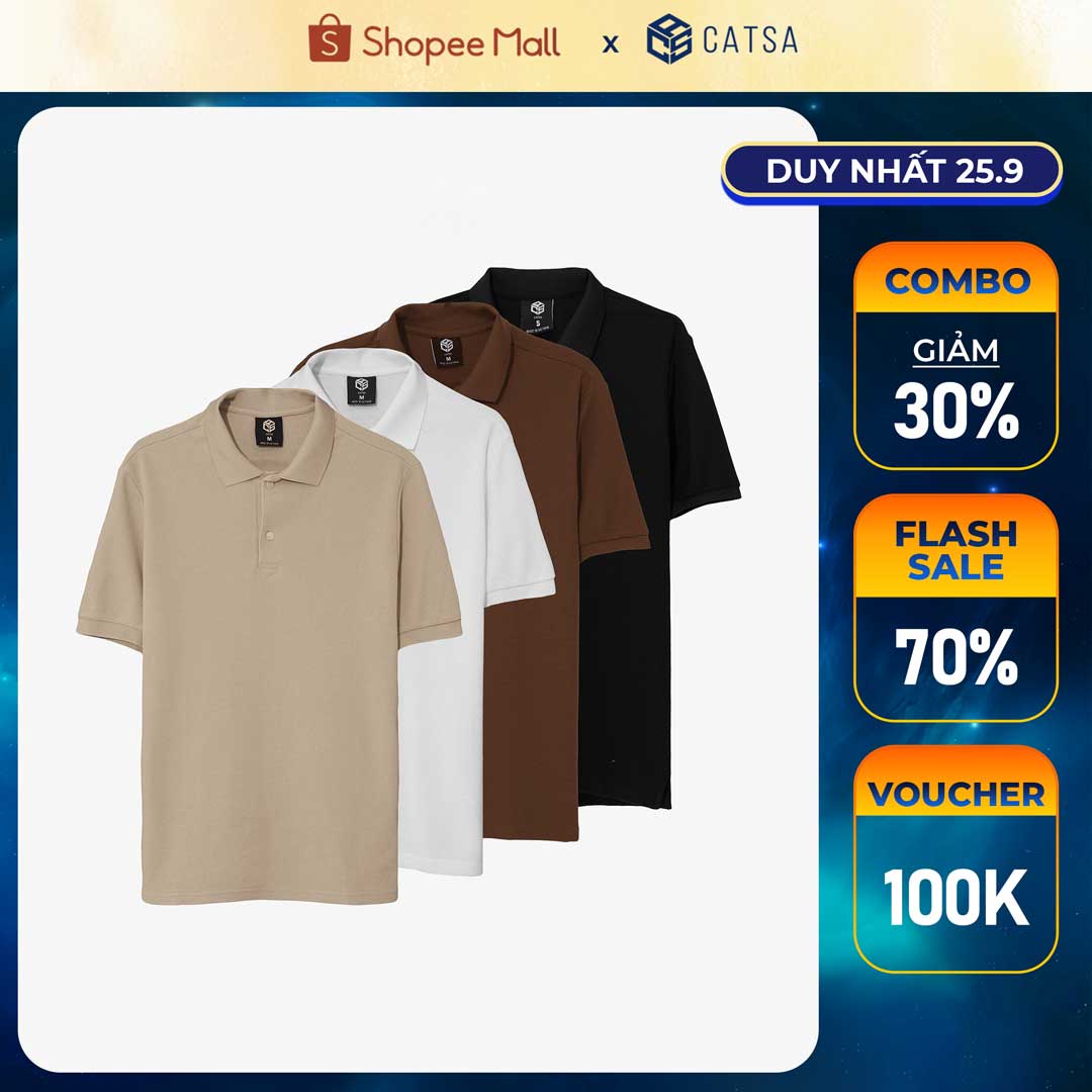 Áo Polo CATSA 4 màu chất liệu cotton CVC, thoải mái, thoáng mát ATP310-311