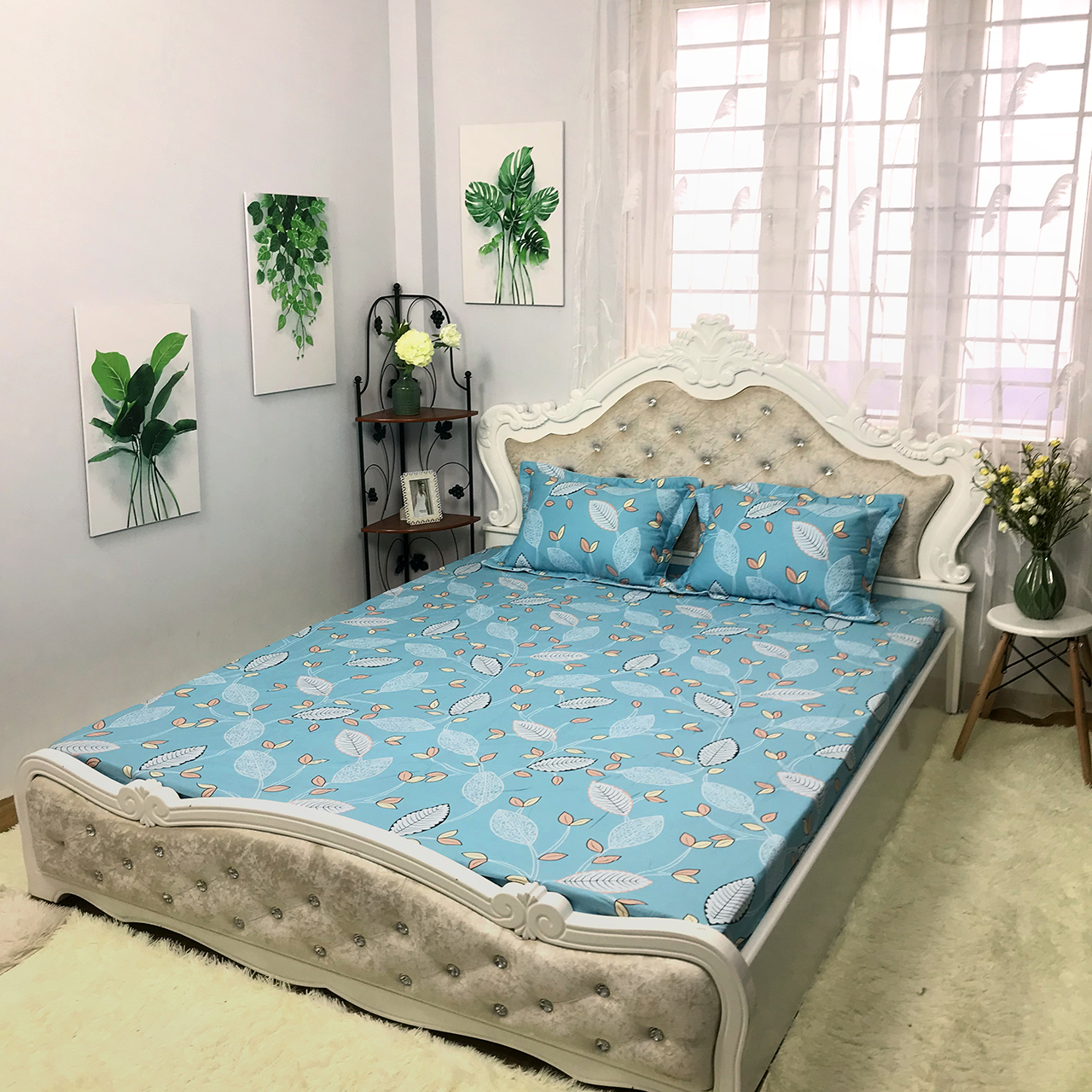 Set 3 món Cotton 100% Việt Nam LÁ XANH sang chảnh,sang trọng