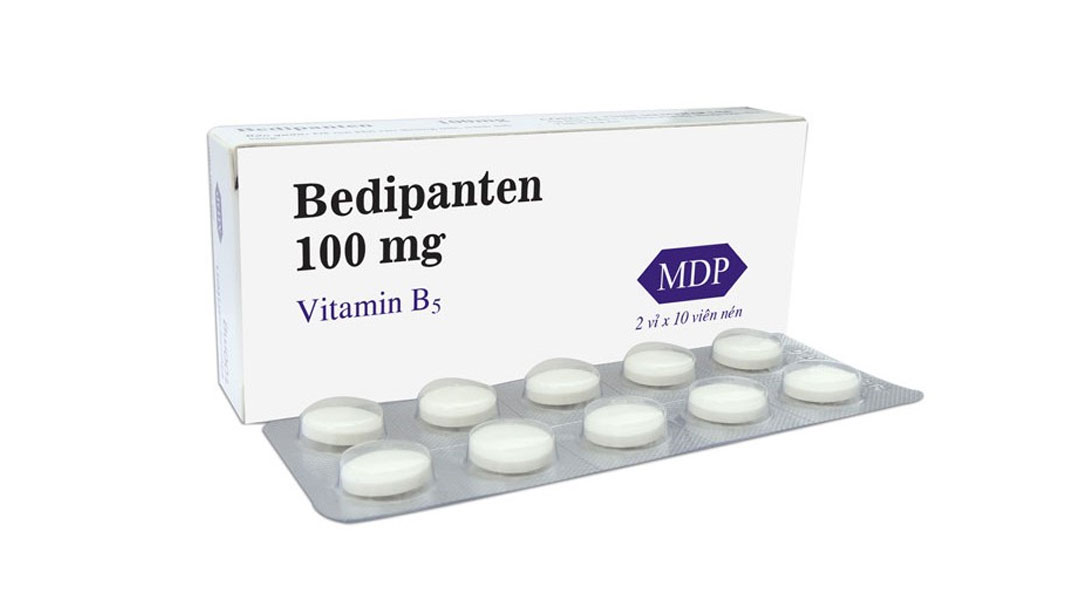 Viên uống Bedipanten 100mg bổ sung vitamin B5 cho cơ thể, giúp cải thiện tình trạng thiếu hụt vitamin B5  ngăn ngừa rối loạn tiết chất nhờn ở da, rụng tóc, đau dây thần kinh - Hộp 20 viên