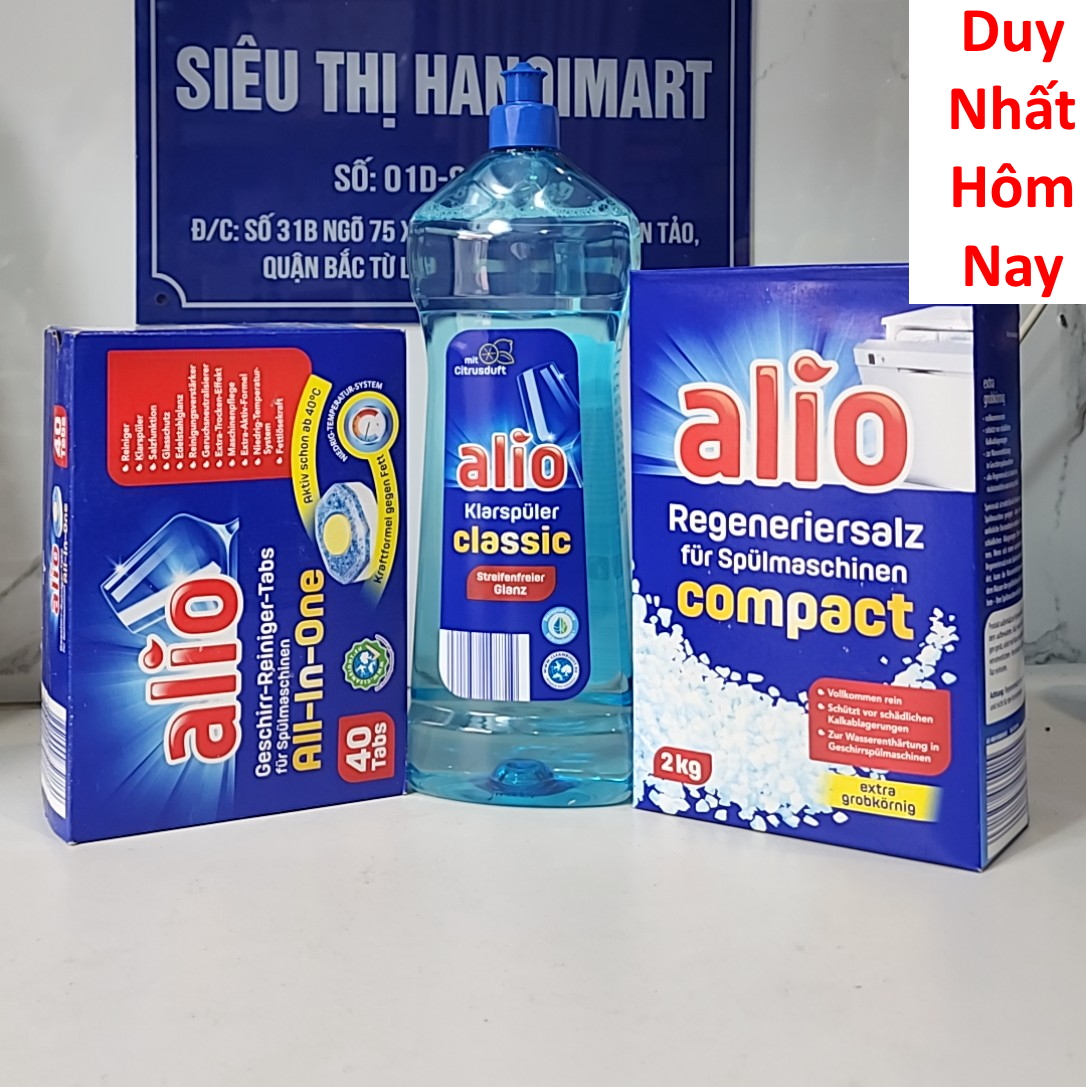 Viên rửa bát Alio 100 viên hoặc  40 viên dùng cho Máy rửa bát chén hoặc 2kg muối rửa bát alio