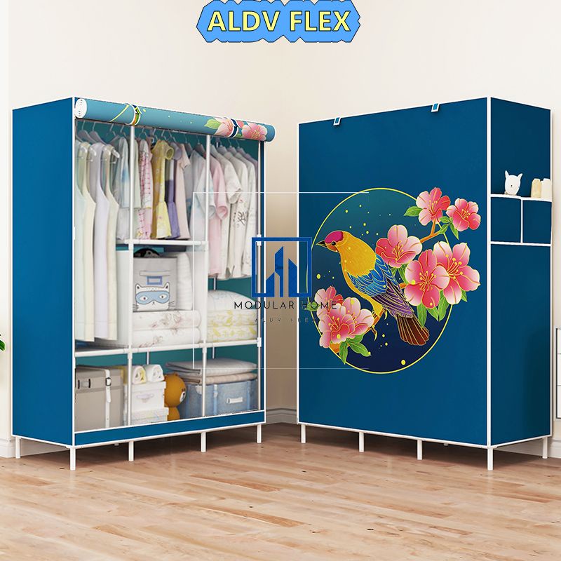 Tủ Quần Áo AldvFlexTủ quần áo vải tủ vải khung thép 3d 3 buồng 6 ngăn TUVAICAOCAPVN tủ lắp ráp đa năng tủ treo đựng quần áo vải sinh viên