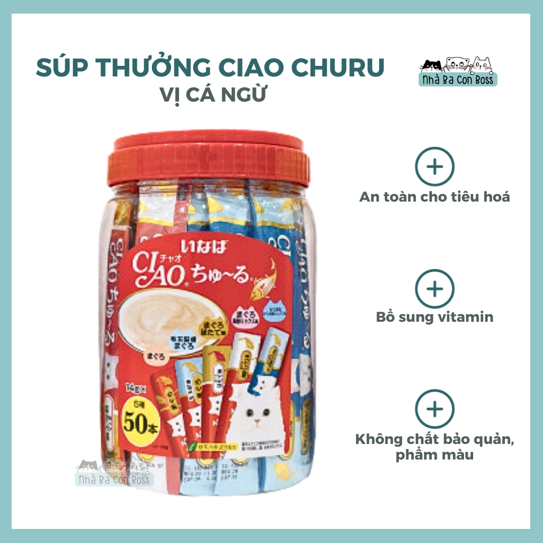 [Súp Thưởng] Súp Thưởng Ciao Churu Cho Mèo Hộp 50 Tuýp