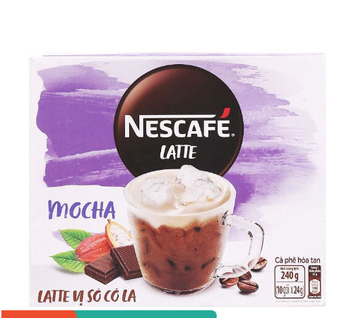 Cà phê sữa hòa tan NesCafe Latte vị Socola & Hạnh Nhân- Hộp 24g*10 gói