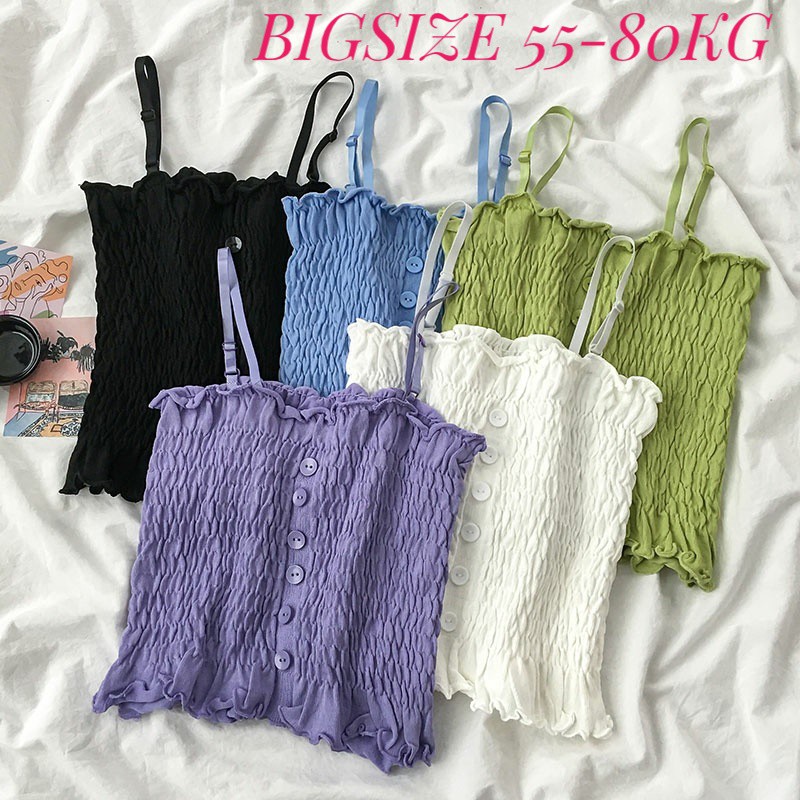 Áo hai dây/áo ống bigsize tăm nhún 55-80kg-có thể chỉnh dây