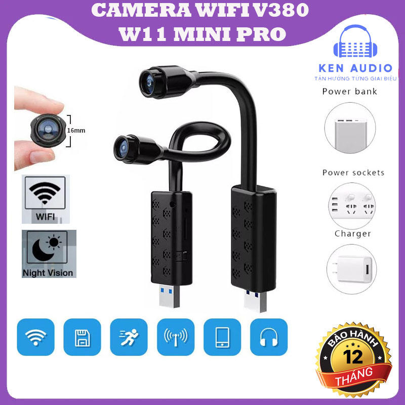 CAMERA WIFI V380 PRO W11 MINI PRO KẾT NỐI CỔNG USB, Tầm Nhìn Ban
