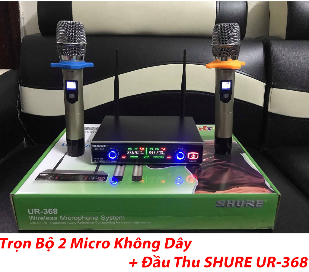 [XẢ KHO-GIÁ HỦY DIỆT] Mic Hát Karaoke, Bộ 2 Micro Không Dây Và Đầu Thu Shure UR-368, Micro Karaoke Không Dây Cho Gia Đình, Bắt Âm Cực Tốt Độ Nhạy Cao Tính Năng Tự Dò Tìm Sóng Sạch Tránh Nhiễu Sóng, Đầu Thu Có Đèn Led Cực Đẹp.