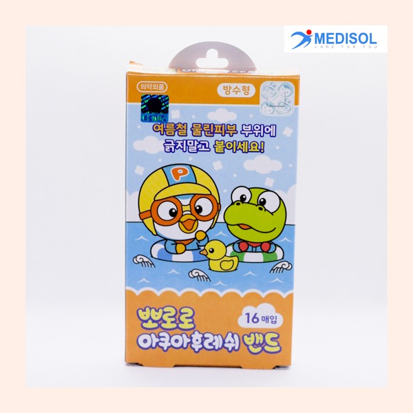 Băng Keo Cá Nhân Chống Thấm Nước Pororo Aqua Fresh (hộp 1 size - 16 miếng)