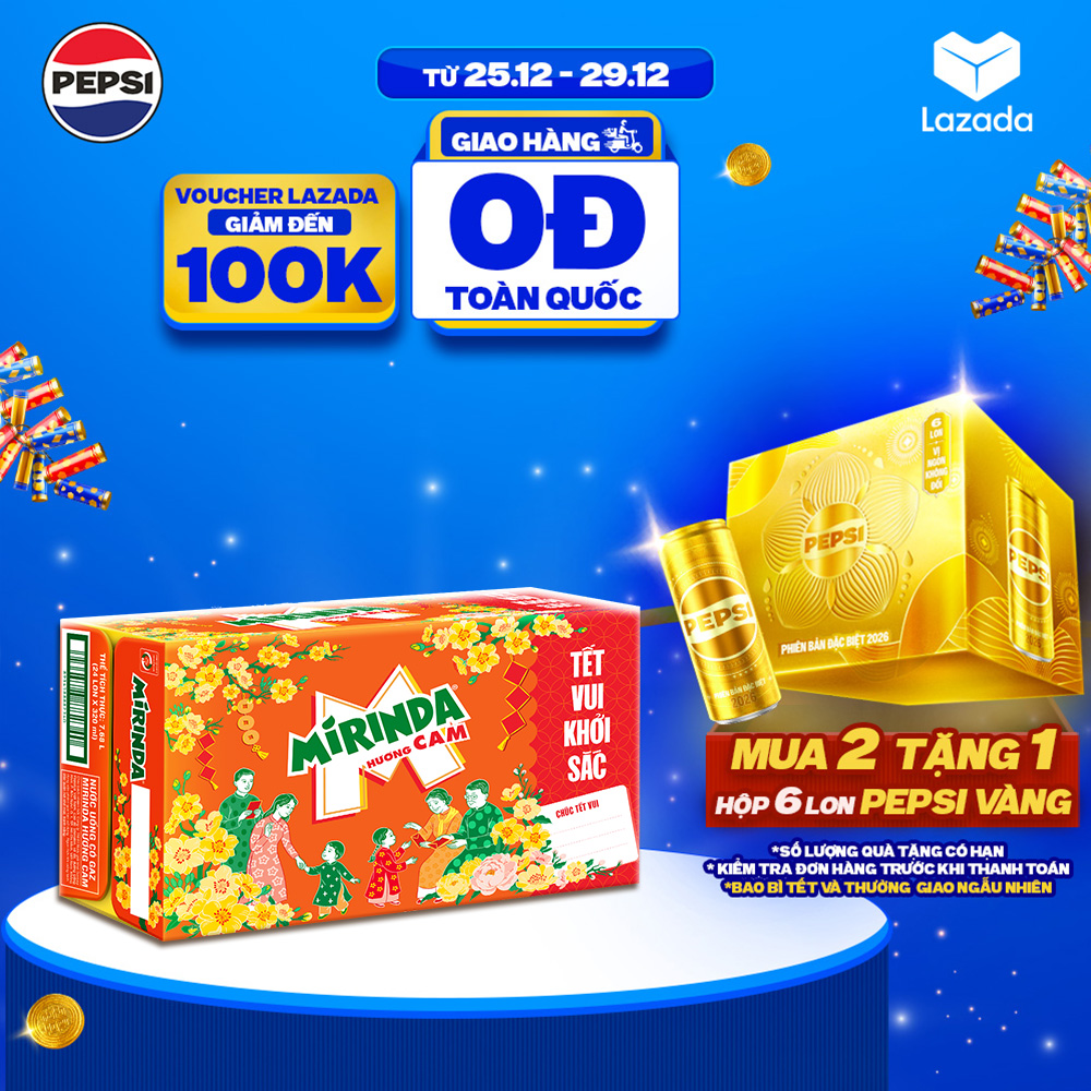  Thùng Nước Ngọt Giải Khát Có Gaz Mirinda Cam  320ml lon  