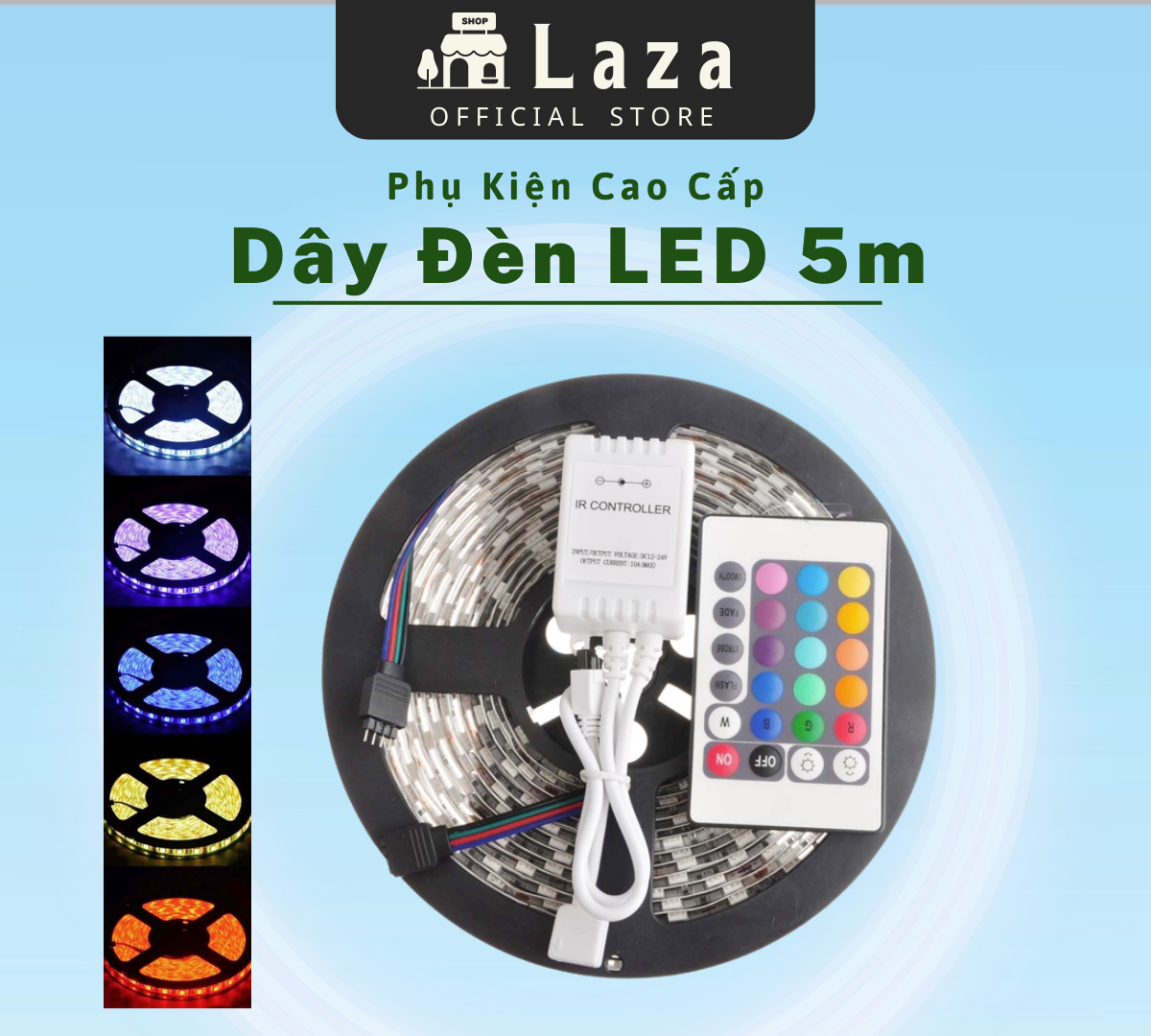 Cuộn đèn Led dây dán 5m đổi nhiều màu có remote điều khiển - Đèn Led Tiktok Trang Trí Phòng Ngủ