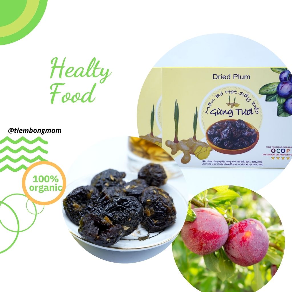 Combo 2 hộp Mận Mộc Châu Sấy Dẻo gừng tươi không hạt - Đặc Sản Mộc Châu ăn vặt tiện lợi