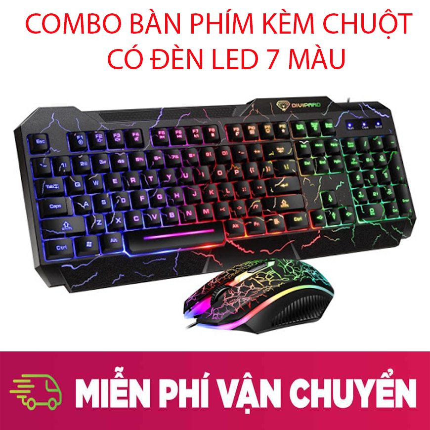 [HCM]Bàn phím cơ Logitech giá rẻ - Bàn phím chơi liên minh huyền thoại - Mua ngay COMBO Chuột bàn phím giả cơ Led 7 màu DIVIPARD GMK-60 giá đẹp như mơ