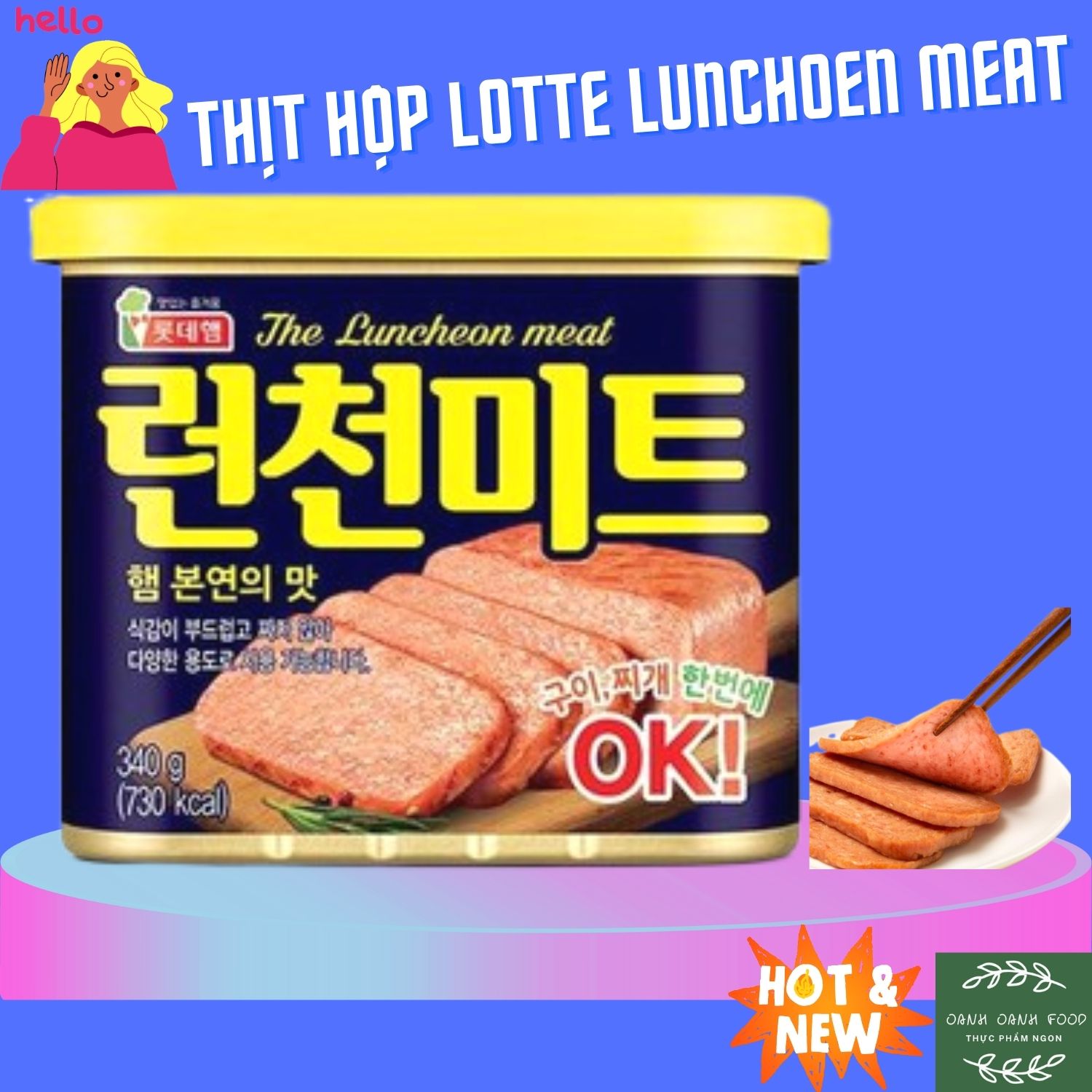 340g thịt hộp lotte lunchoen meat hàn quốc