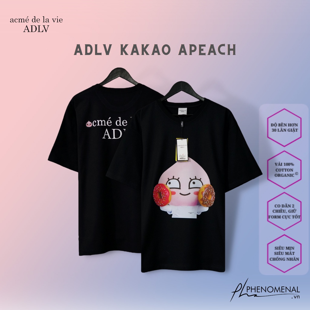Áo adlv kakao đào - vải 100% cotton dày cao cấp - áo thun nam nữ adlv apeach tay lỡ form rộng