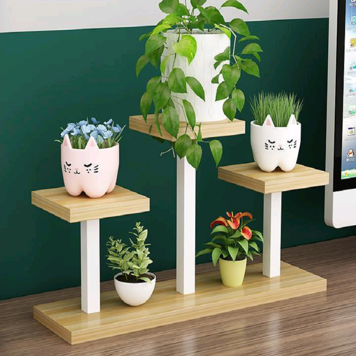 Kệ để chậu hoa mini, kệ hoa để bàn. Nhỏ - xinh. Mã KHDB02 - 45x12x25cm - Freeship xtra - combo - flash sale Sốc
