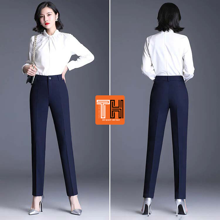 Quần tây công sở nữ kiểu mới ống đứng màu xanh đen sang trọng thanh lịch