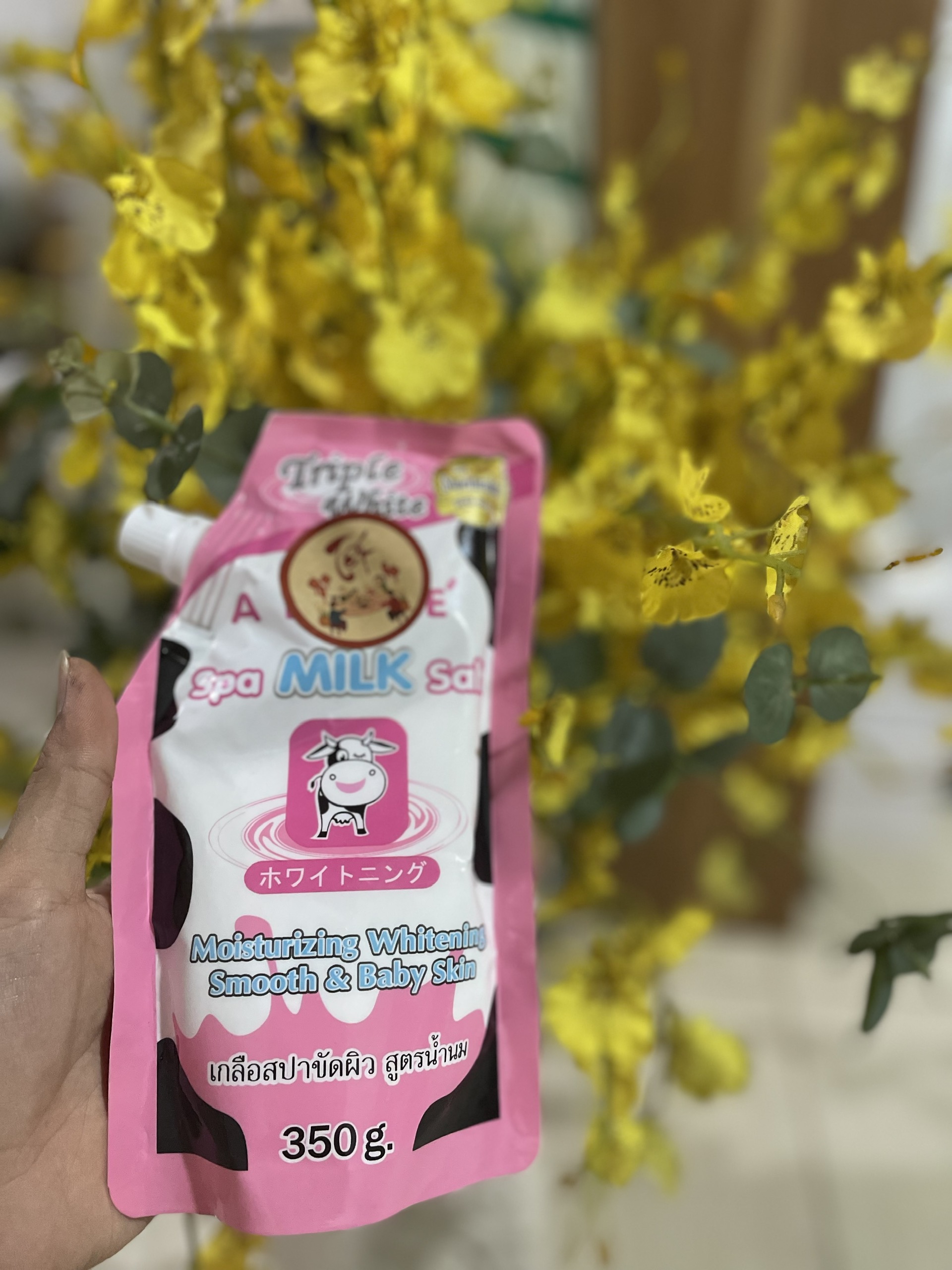 Muối tắm sữa bò, muối tắm massage, muối tắm giúp tẩy tế bào làm sạch da 350gr( Muối Bò Hồng)