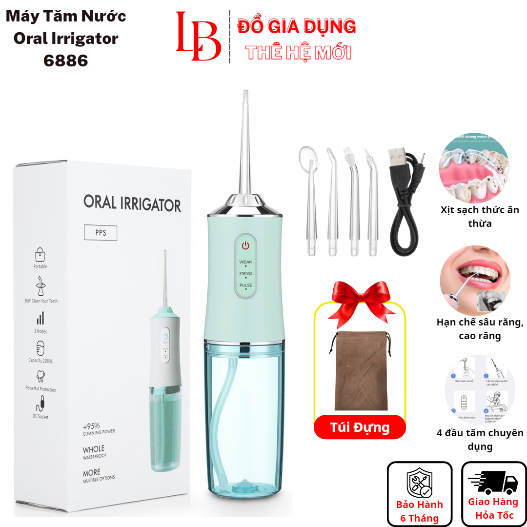 HOÀN TIỀN 15% - Máy tăm nước Oral Irrigator Plus - Máy lấy cao răng vệ sinh răng 4 đầu tăm mẫu mới nhất 2022 Gia Dụng Thế Hệ Mới