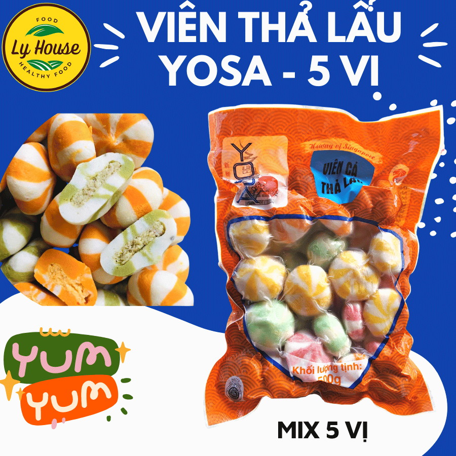 [Hỏa Tốc HCM] VIÊN THẢ LẨU thập cẩm 5 MÀU siêu ngon, gói 500g, Mix 5 vị. Ngon như hàng Malaysia, surimi kết hợp nhân trứng cá thơm ngon. Món ăn vặt tiện lợi, bảo quản ngăn đông, dễ chế biến, hợp vệ sinh thực phẩm. Hợp tiệc gia đình đồ viên chiên Ly House