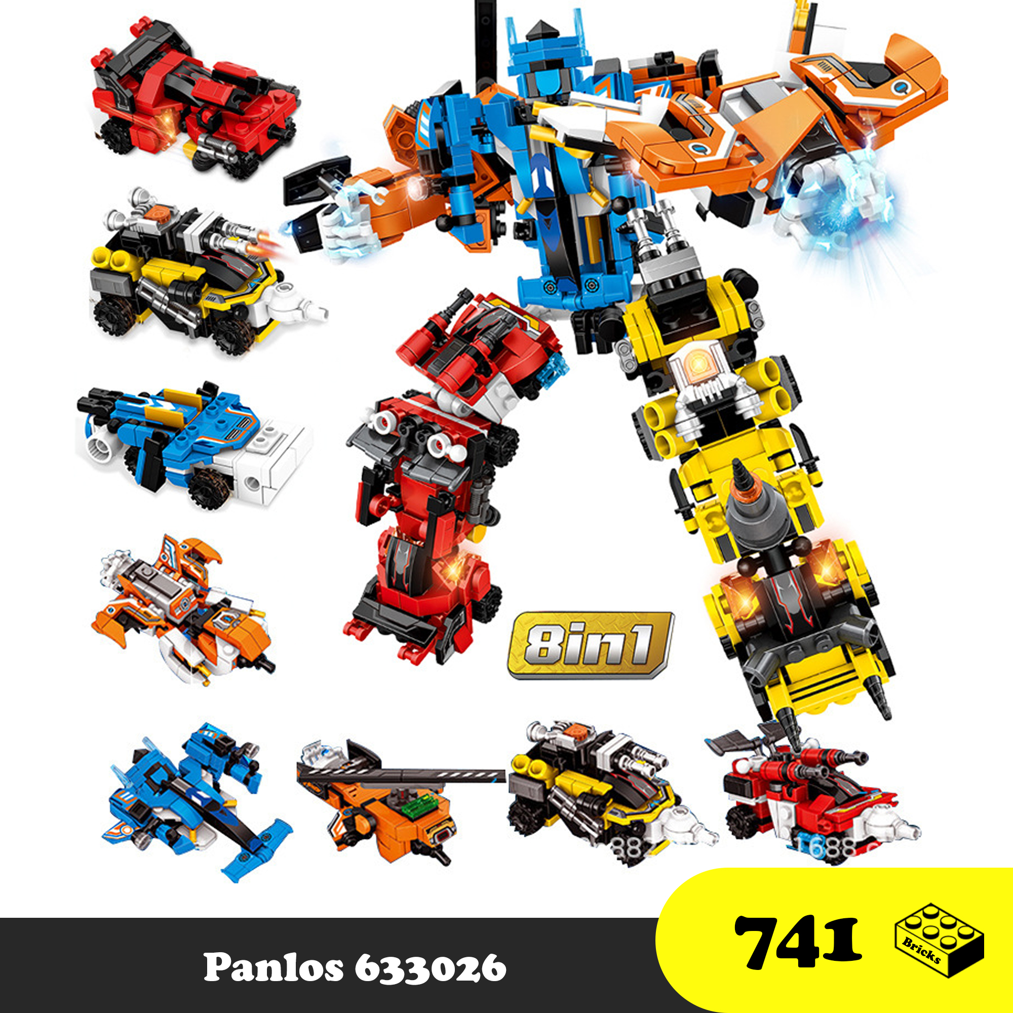 Lego Lắp Ráp Robot SIêu nhân Khổng Lồ Kết hợp 8 Phương tiện - Lego Panlos 633026 MULTI-VARIABLE COMBINATION SERIES