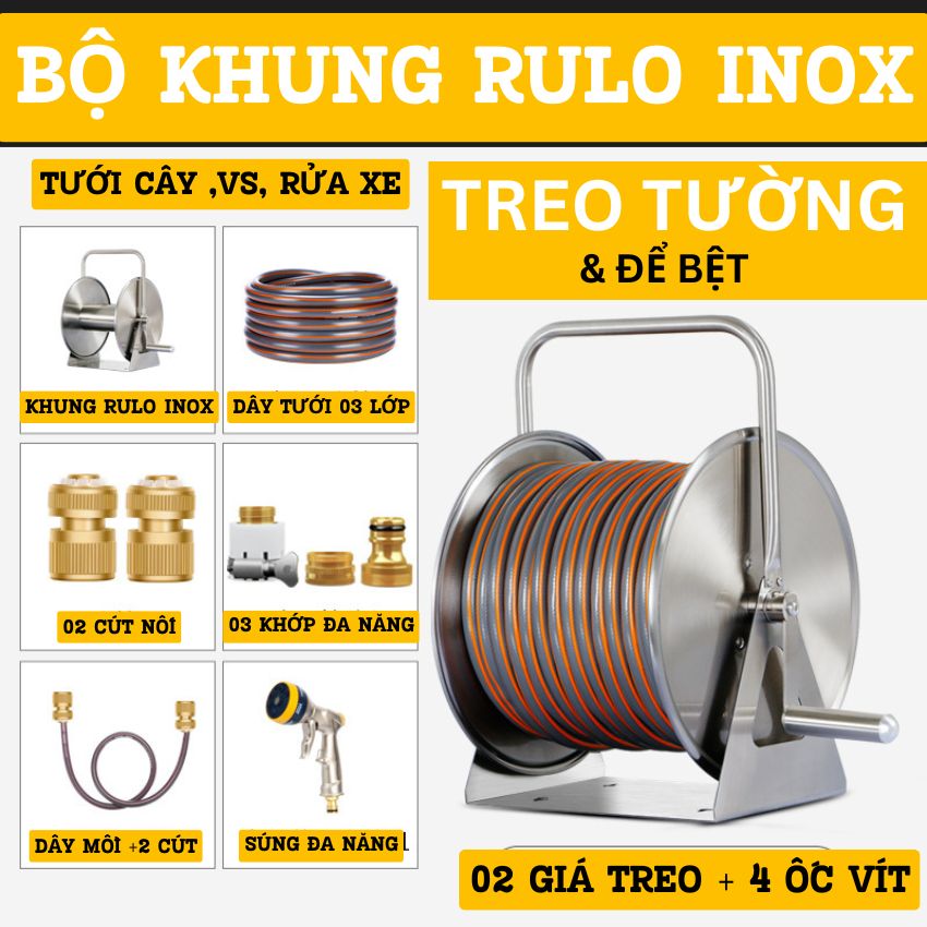 Bộ khung rulo inox G1 lionking cùng dây 5 lớp phi 16 hay 18