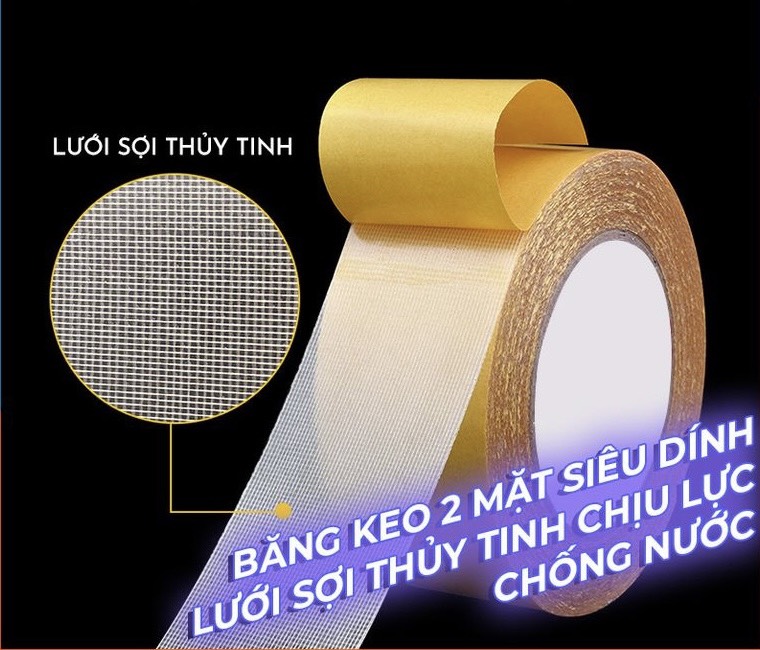 Băng keo 2 mặt màng lưới 4cm x 18mét - vàng Băng Dính Dán Mép Tường Chống Thấm, giấy dán tường, giấy dán bếp, giấy dán bếp cách nhiệt, cuộn keo dán mép bếp, cuộn keo dán bếp, băng keo 2 mặt, băng keo , băng keo 2 lớp