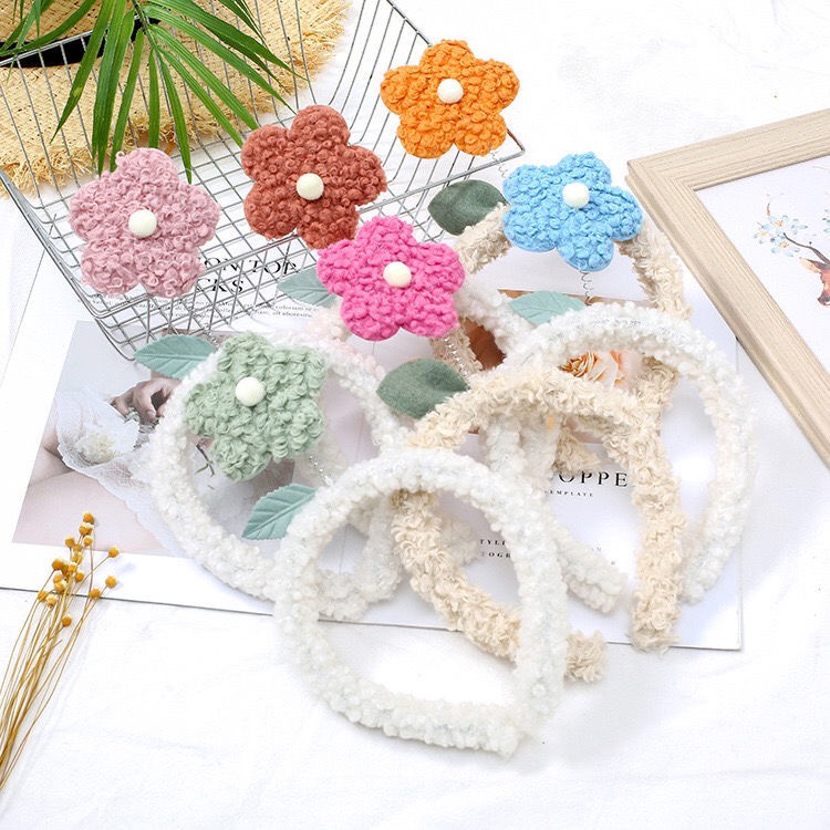 Bờm cài tóc hình bông hoa dễ thương - băng đô rửa mặt trang điểm