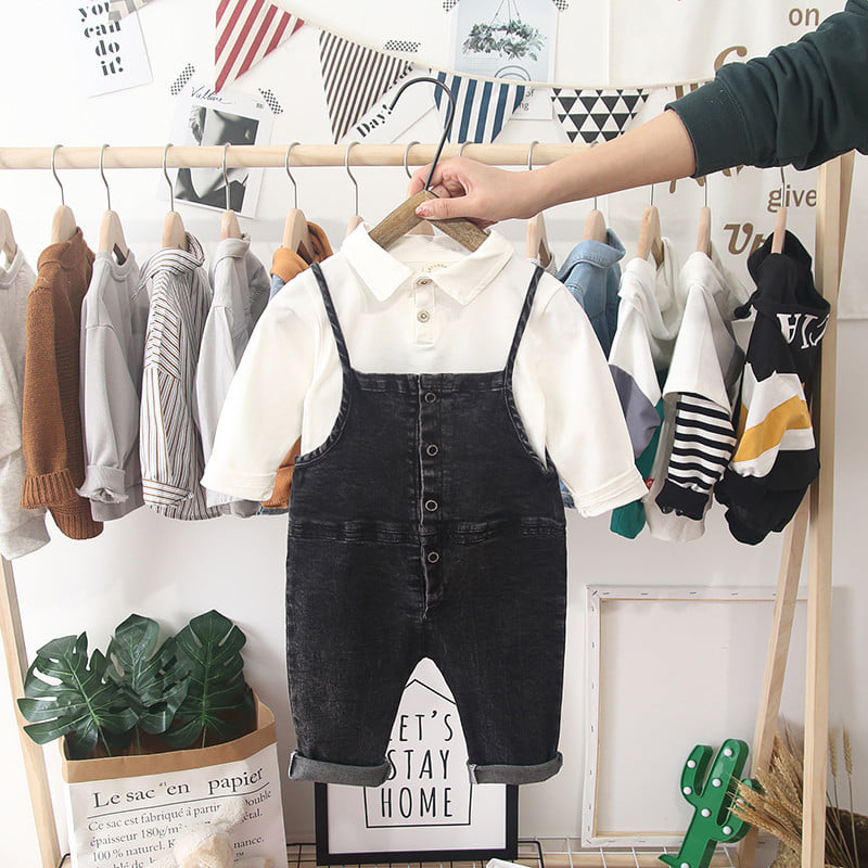 Bộ yếm bò và áo thun sơ mi cao cấp cho bé trai và bé gái 6-16kg