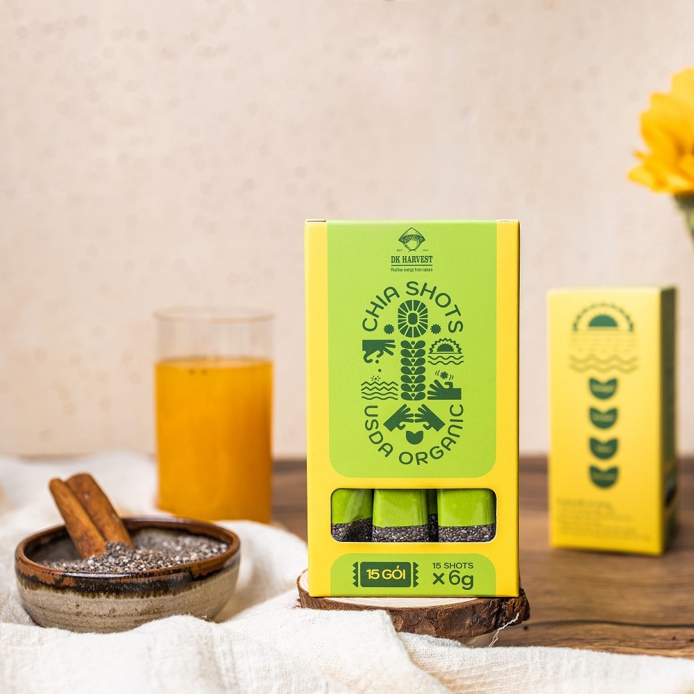 Hạt chia shot Organic DK Harvest nhập khẩu (hộp 15 gói nhỏ - 15x6g)