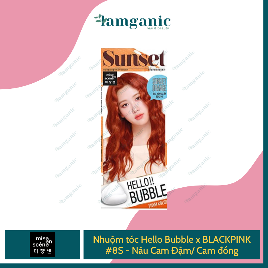 [HCM][Chính Hãng Mise En Scene] Thuốc Nhuộm Tóc Dạng Bọt Hello Bubble Foam BlackPink- Màu Africa Sunset Orange (Cam đồng Cam đỏ)