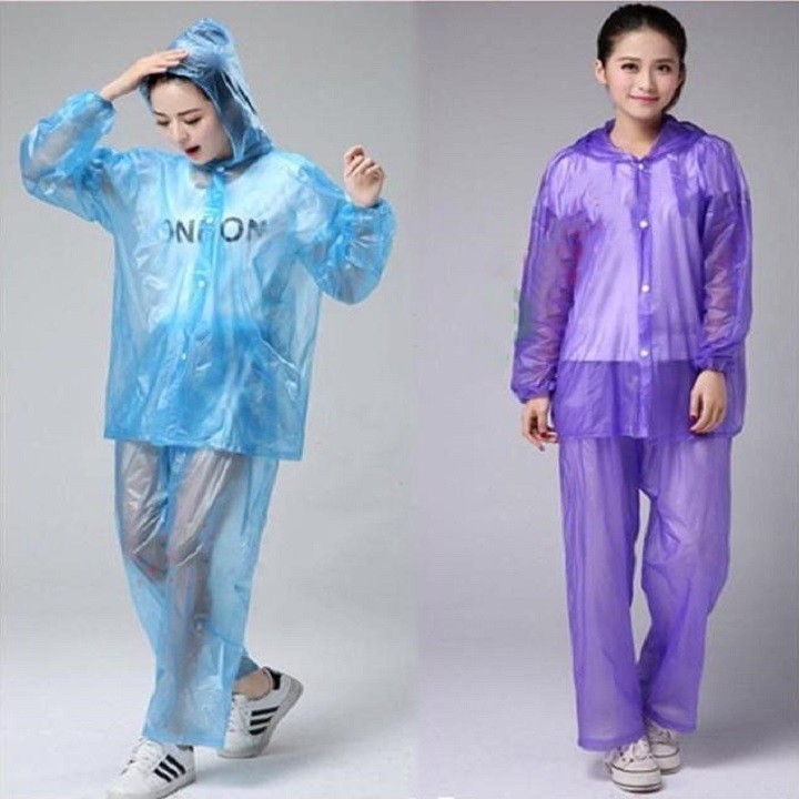 Áo mưa bộ trong nhiều màu, áo mưa bộ trong suốt