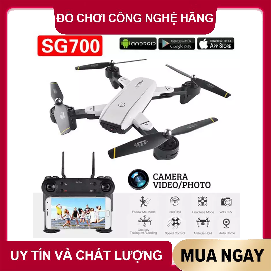 Flycam SG700 Thế Hệ Mới Chụp Ảnh Bằng Cử Chỉ, Video HD 720P, Camera 2.0MP, Cảm Biến Di Chuyển Theo Bàn Tay, Truyền Hình Ảnh Trực Tiếp Về Điện Thoại