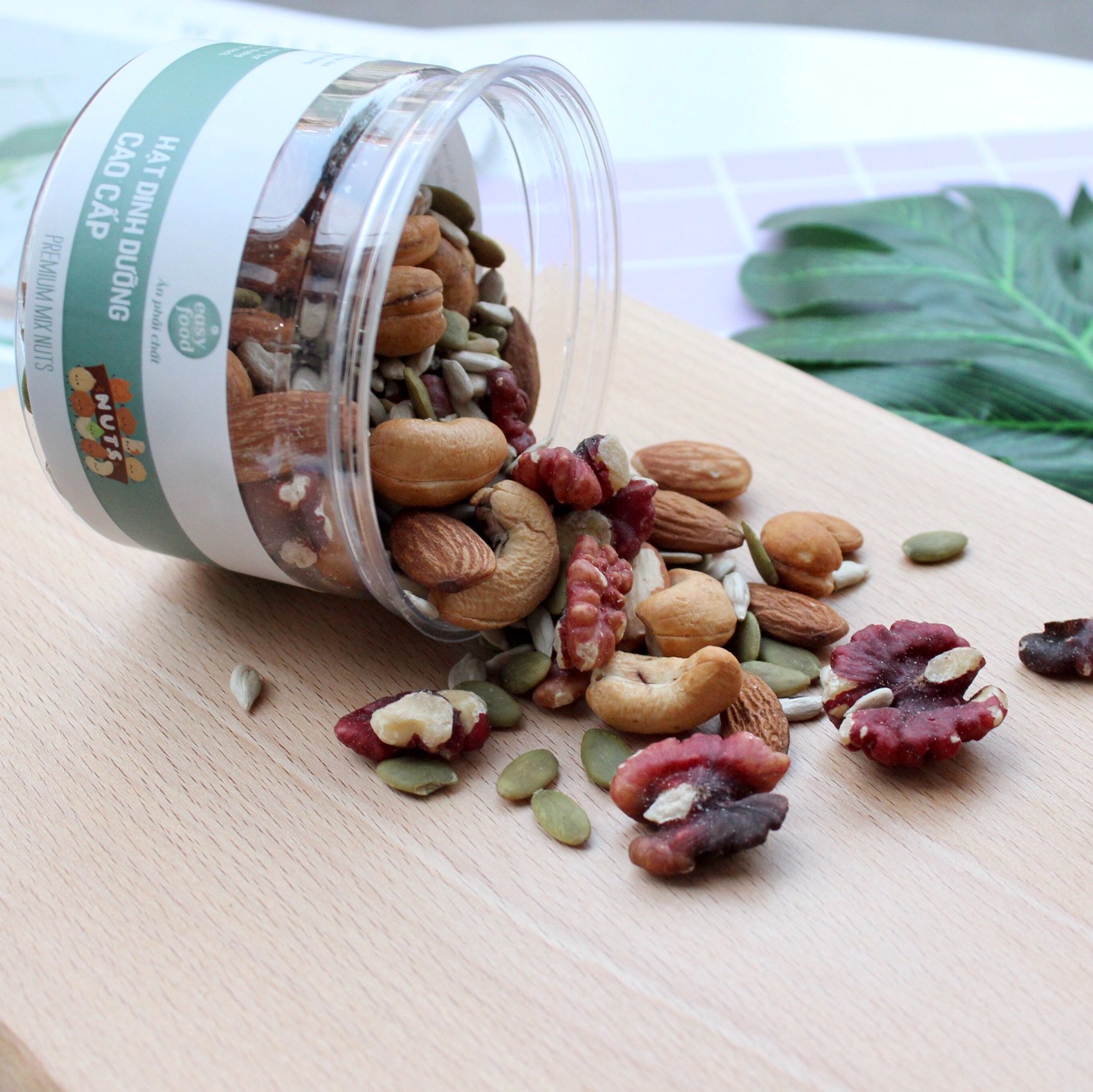 COMBO 2 HŨ HẠT DINH DƯỠNG MIX NGŨ VỊ EASY FOOD 250G - Các loại hạt sấy khô, hạt điều rang, hạt óc chó đỏ, hạt hạnh nhân, hạt bí, hạt hướng dương - Đồ ăn vặt, giảm cân - Hạt giòn, bùi, KHÔNG HÔI DẦU