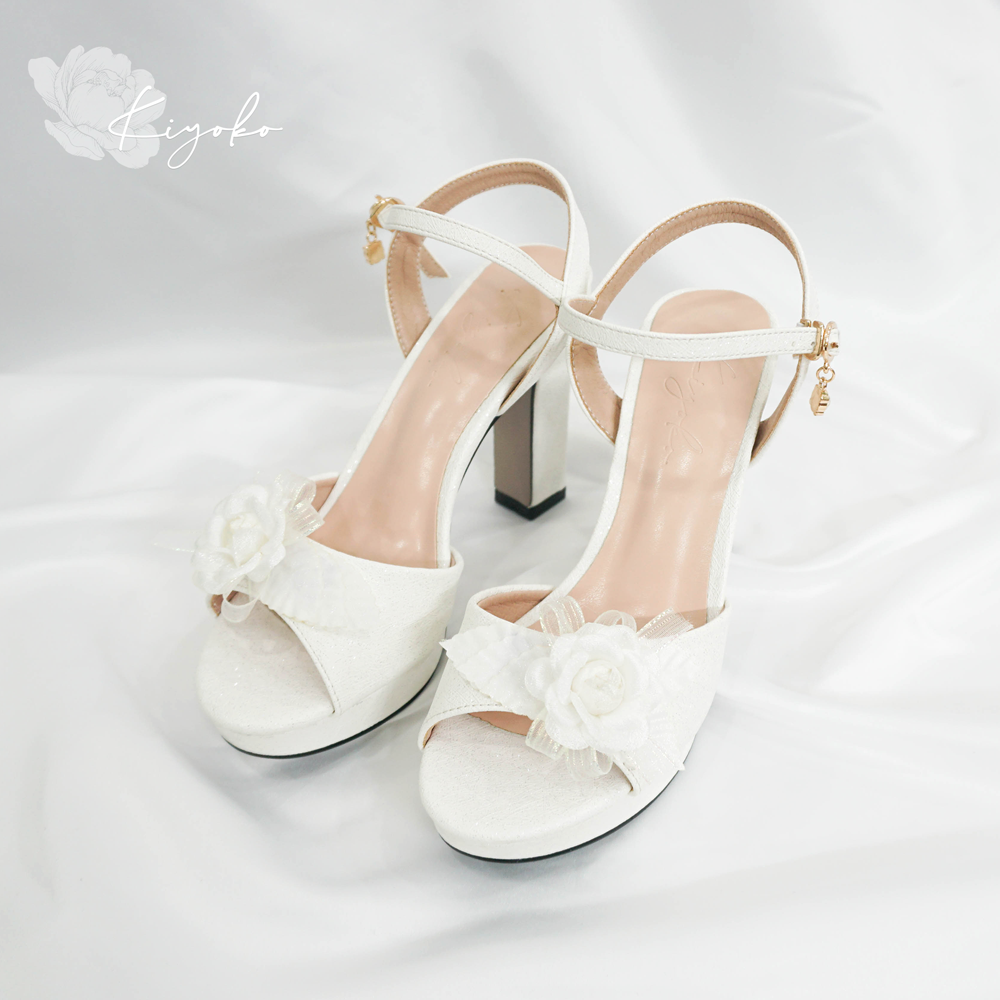 Giày cưới Kiyoko sandal cao gót đính hoa lá cao 10cm