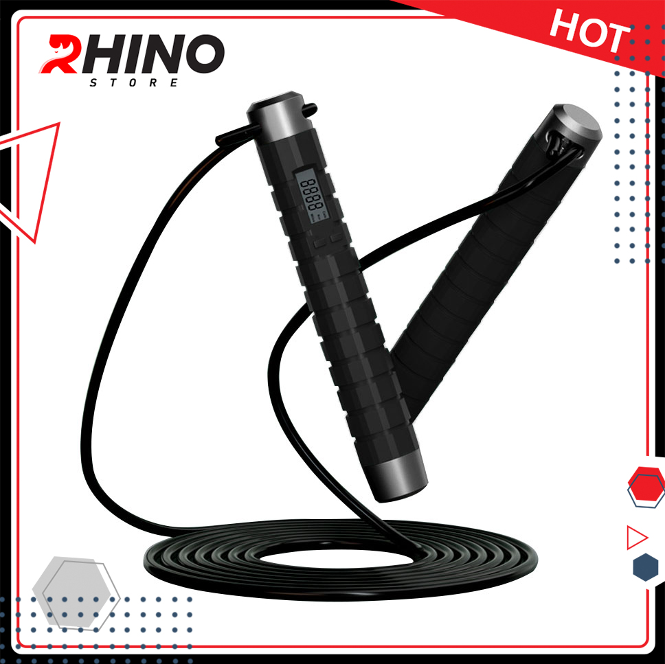 Dây nhảy thể dục chống trượt cao cấp Rhino J501, 4 chế độ đếm số đo calo quãng đường, độ dài dây tùy chỉnh, chống nước cách điện