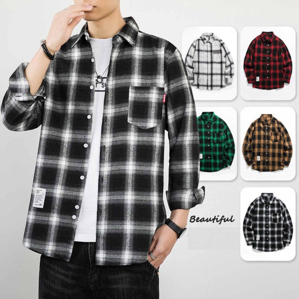 Áo khoác sơ mi unisex nam nữ sọc caro cao cấp YHI91 mẫu mới hot trend 2022 trẻ trung năng động đẹp