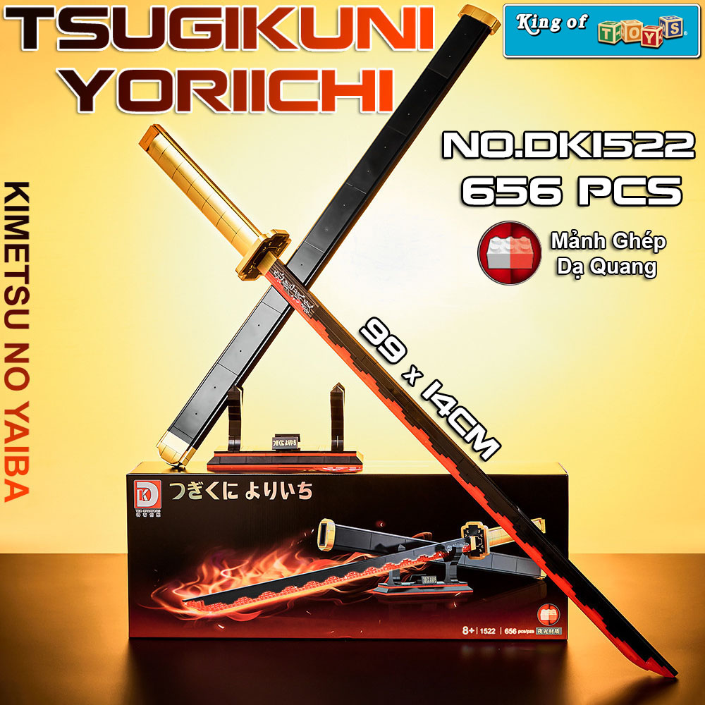 Đồ Chơi Lắp Ráp Kiểu Lego Mô Hình Thanh Kiếm Dạ Quang Phát Sáng TSUGIKUNI YORIICHI Kimetsu No Yaiba DK1522 Với 656 PCS