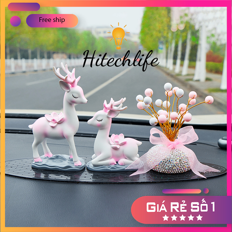 Phụ kiện đồ chơi xe ô tô hitechlife trang trí taplo bộ 02 chú hươu cực xinh xắn - phụ kiện đồ chơi oto, xe hơi hot 2021 - phụ kiện oto, đồ chơi xe hơi trang trí taplo