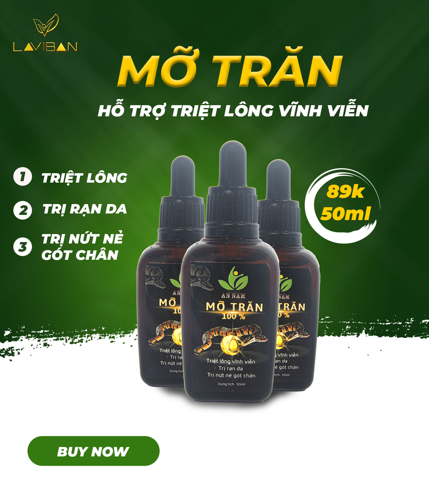Mỡ trăn hỗ trợ triệt lông