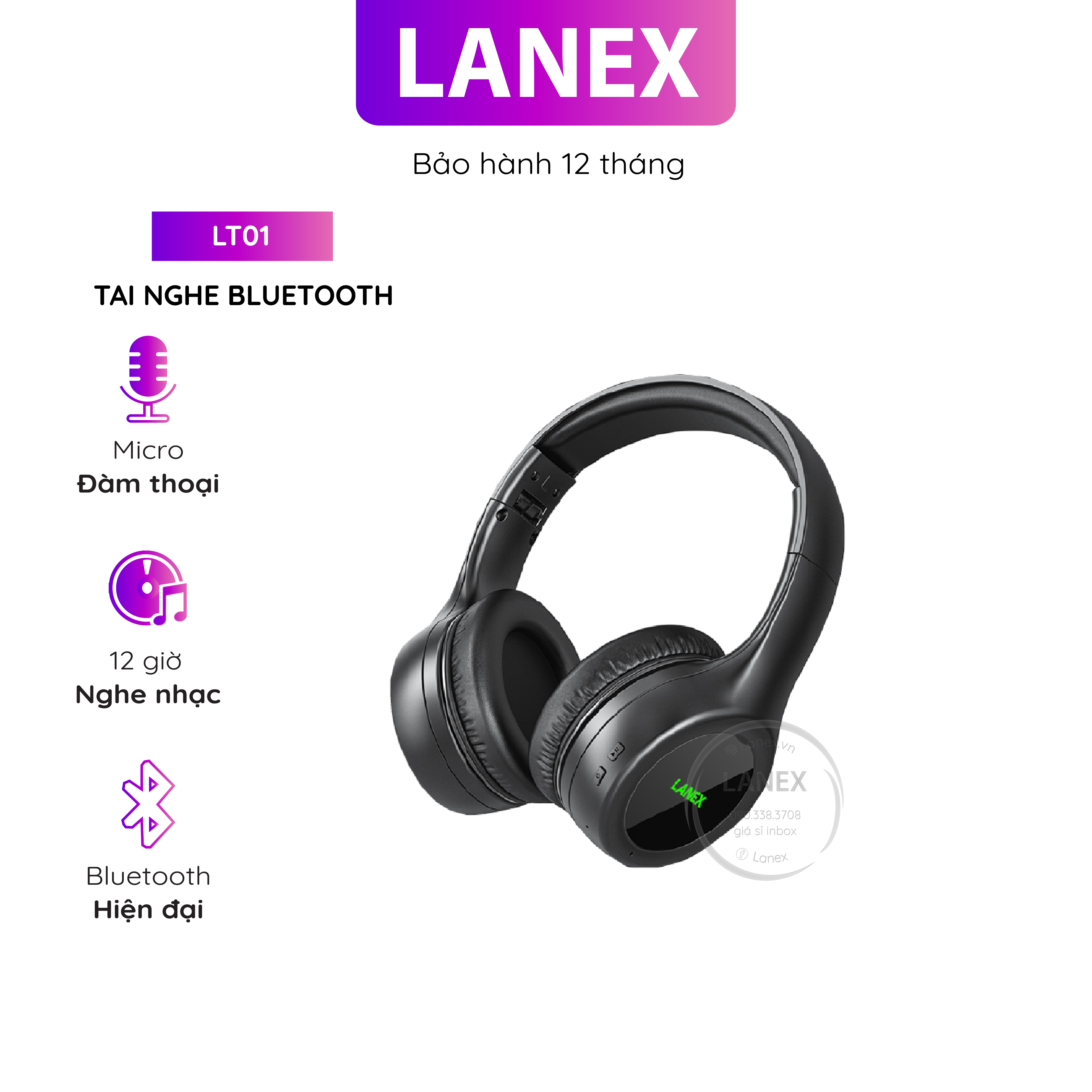 Tai Nghe Bluetooth Lanex Lt01 Headphone V5.0 Có Mic