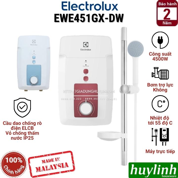 Máy nước nóng trực tiếp electrolux ewe451gx-dw - công suất 4500w - không bơm trợ lực