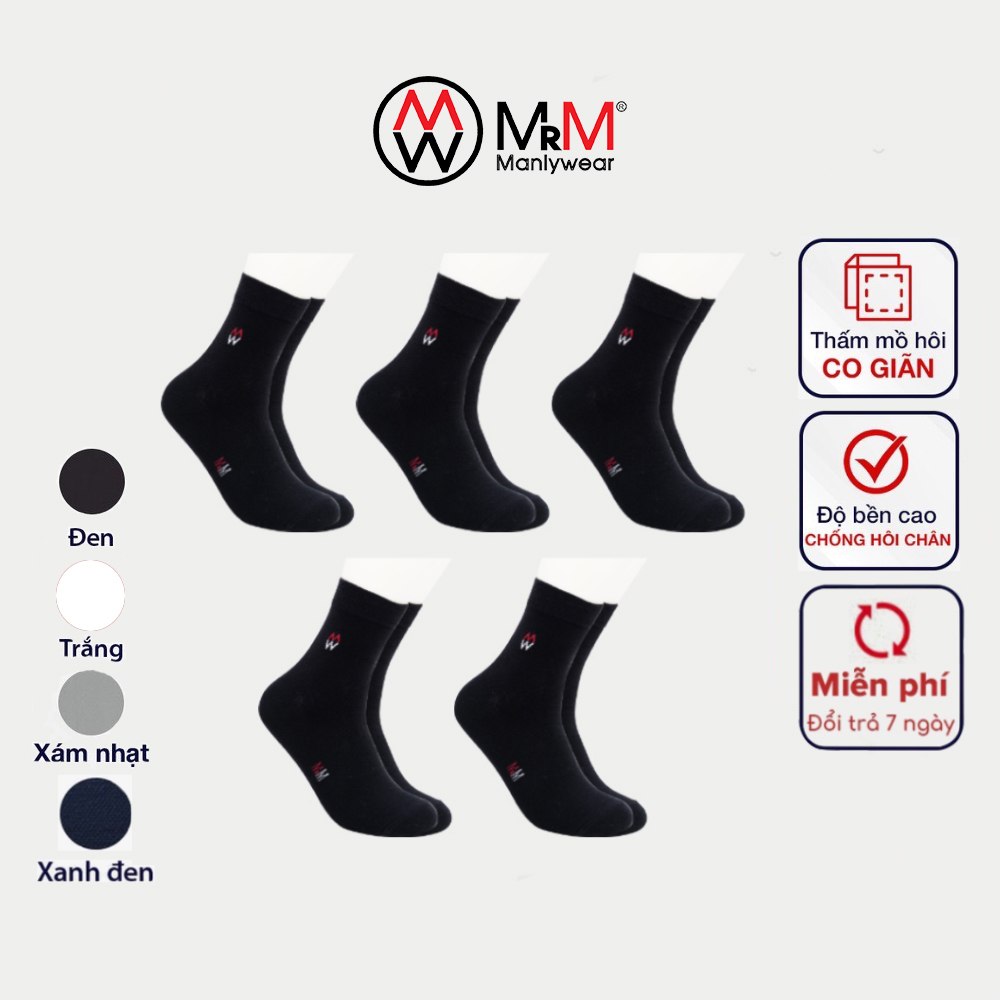 Combo 5 đôi tất vớ nam cổ dài cotton Organic kháng khuẩn khử mùi chống hôi chân- CM