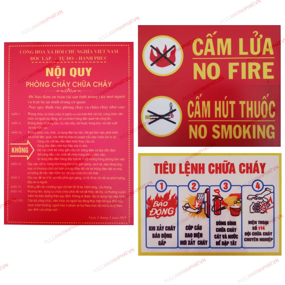 Bộ nội quy tiêu lệnh PCCC Plastic loại 4 tấm