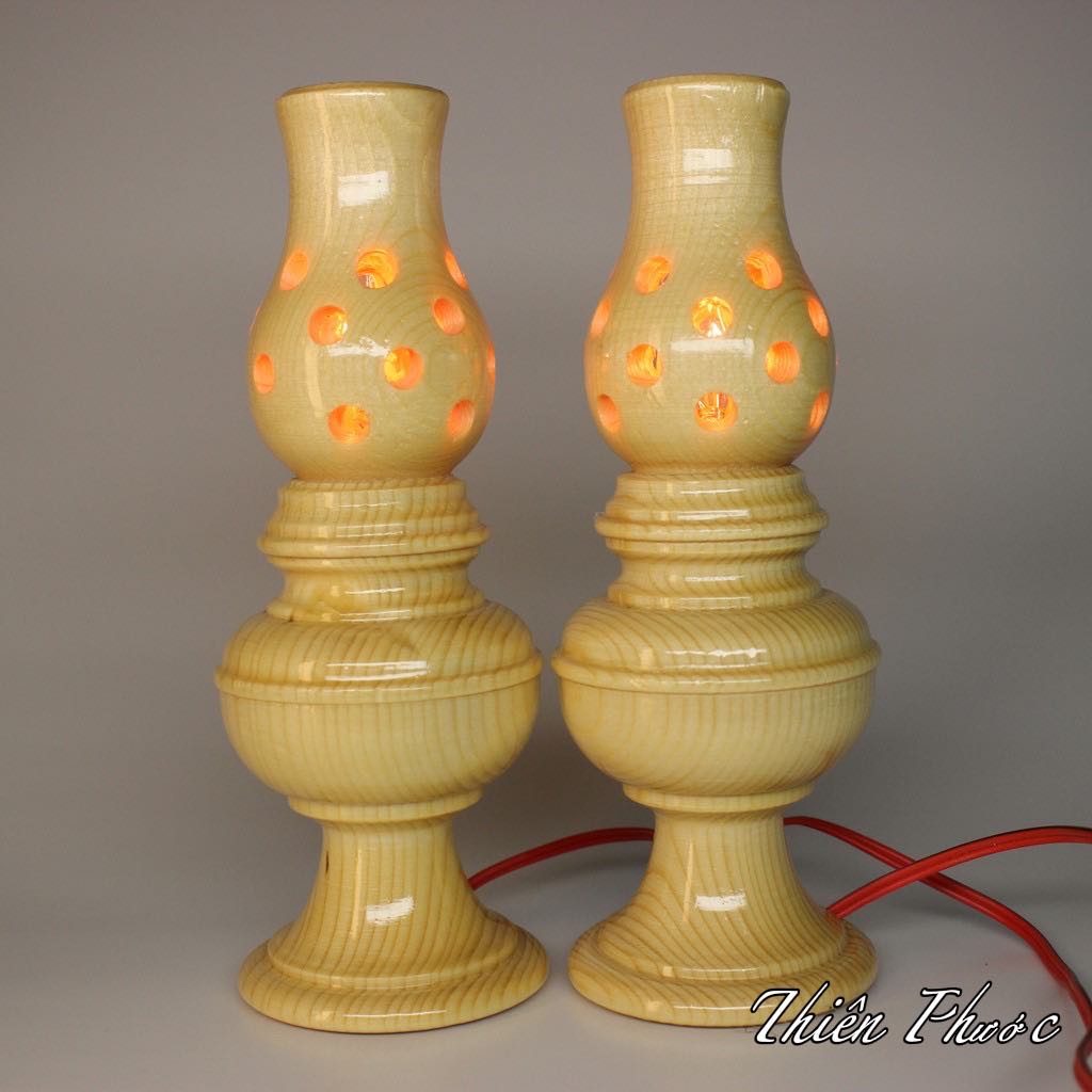 Đèn công giáo - đèn gỗ điện bàn thờ công giáo 19cm