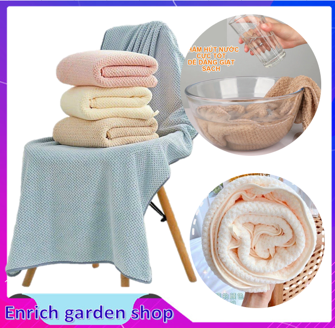 Khăn tắm san hô - khăn tắm lau đầu sợi bông cotton siêu mịn thấm hút