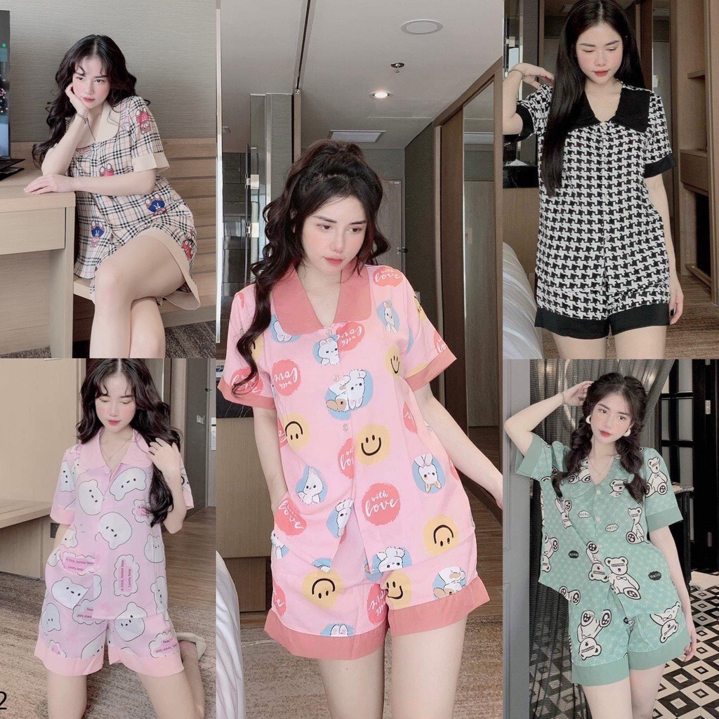 Bộ pizama tay cộc quần đùi chất Kete siêu xinh